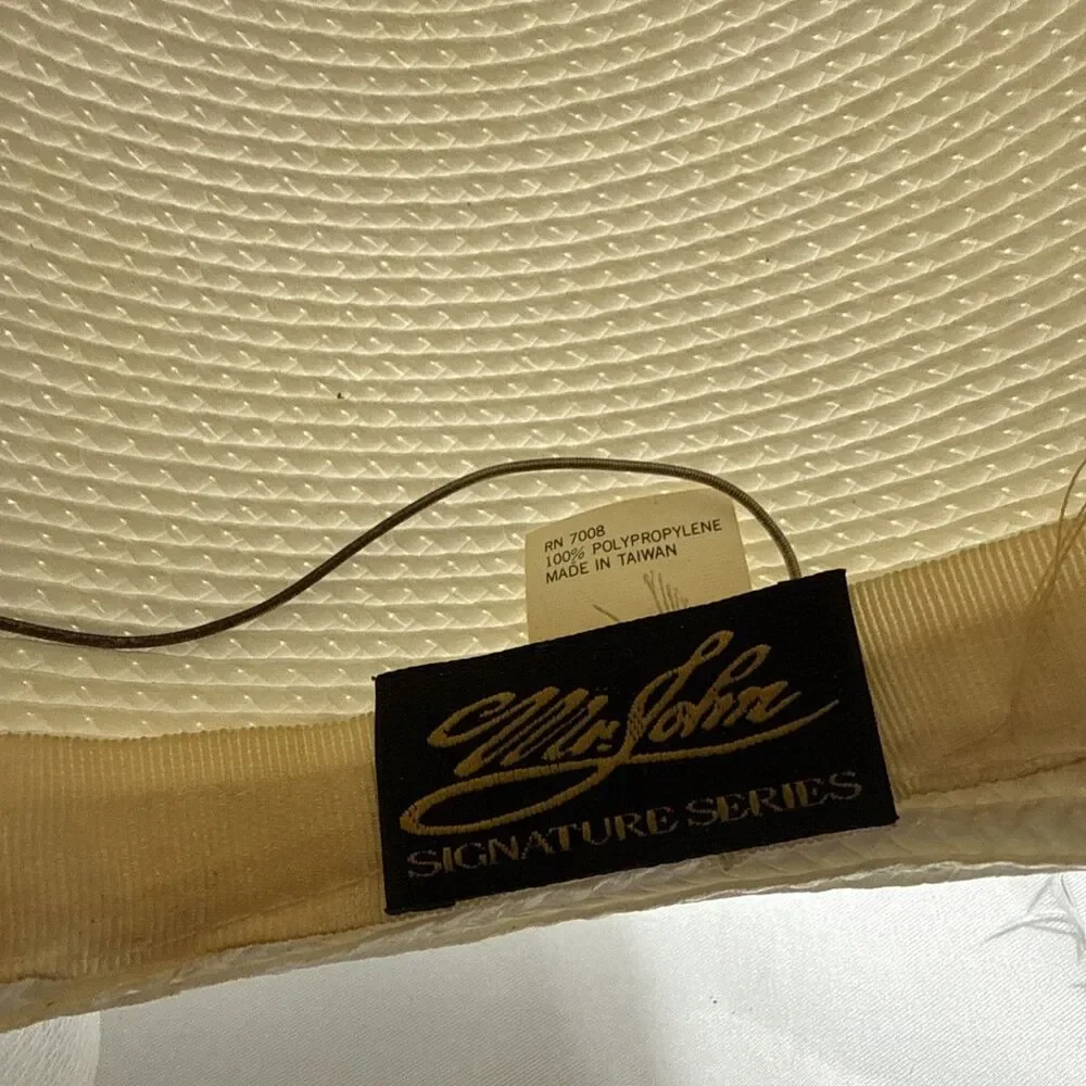 Mr. John Signature Series White Fascinator Hat Women’s 6 1/2 Straw Tool Beads